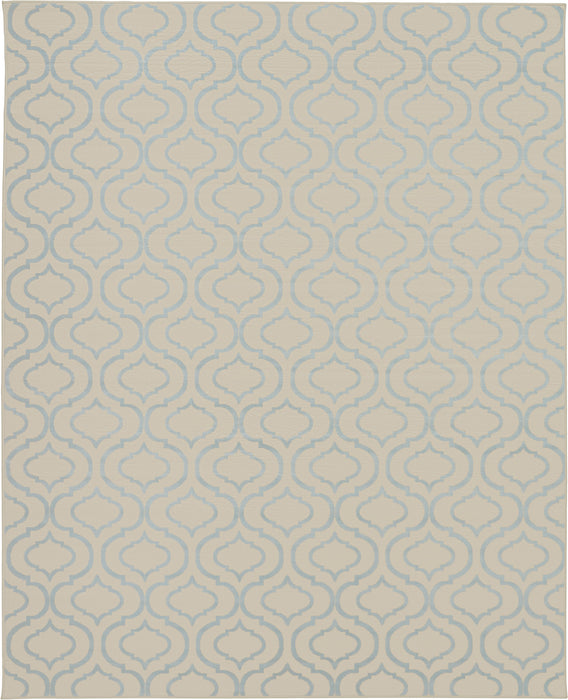Nourison Jubilant JUB19 White and Blue 8'x10' Large Low-pile Rug