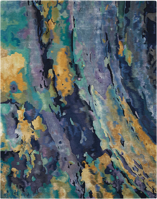 Nourison Prismatic PRS09 Blue and Gold 9'x12' Oversized Rug