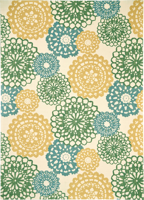 Waverly Sun N Shade SND72 Blue and Green 10'x13' Oversized Indoor-outdoor Rug