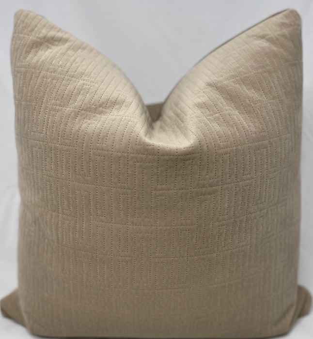 Taupe velvet quilted fabric 20x20 pillow case