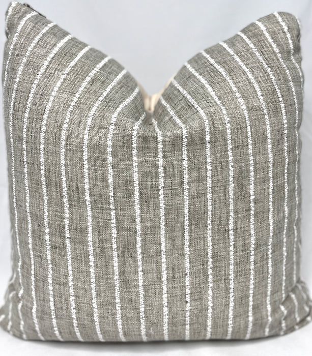 Greig and ivory linen w/ antique Brass exposed zipper 20x20 pillow case