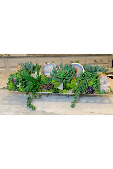 Succulent and crystal arrangement
