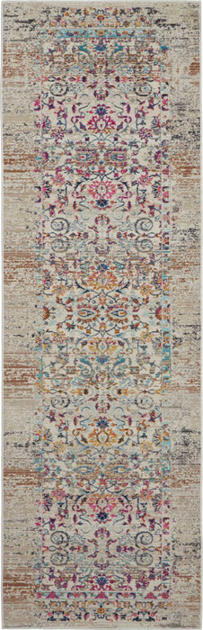 Nourison Vintage Kashan VKA02 Ivory Multicolor 6' Runner Hallway Rug