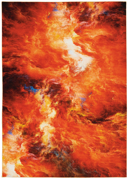 Nourison Le Reve LER05 Orange 9'x12' Oversized Fiery Clouds Rug