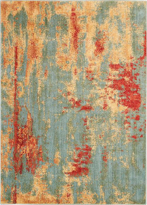 Nourison Somerset ST91 Teal Multicolor 5'x8' Colorful Area Rug