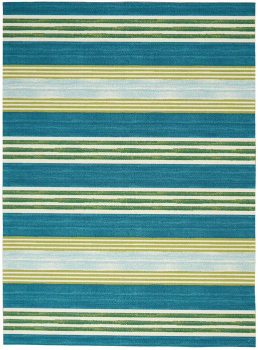 Waverly Sun N Shade SND71 Blue and Green 5'x8' Striped Area Rug