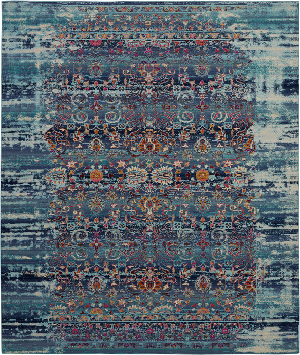 Nourison Vintage Kashan VKA02 Blue Multicolor 9'x12' Rug