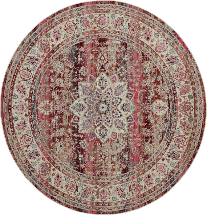 Nourison Vintage Kashan VKA01 Burgundy Multicolor 6' Round Oushak Area Rug