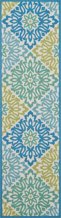 Waverly Sun N Shade SND23 Blue 8' Runner Hallway Rug