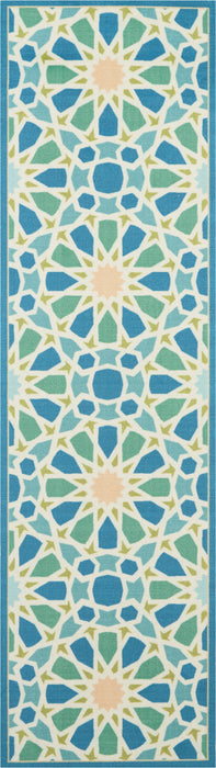 Nourison Sun N Shade SND29 Blue 8' Runner Hallway Rug