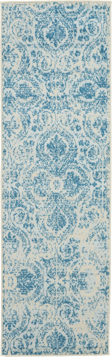 Nourison Jubilant JUB05 Teal Blue 7' Runner Low-pile Hallway Rug
