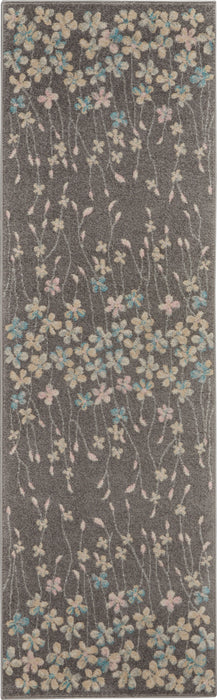 Nourison Tranquil TRA04 Grey 7' Runner Hallway Rug