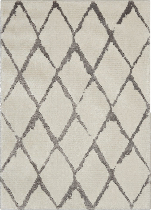 Nourison Twilight 2'x3' Silver and White Modern Area Rug