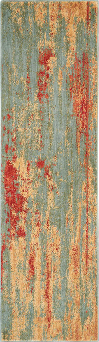 Nourison Somerset ST91 Teal Multicolor 8' Runner Hallway Rug