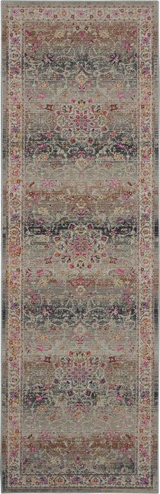 Nourison Vintage Kashan VKA01 Grey Multicolor 8' Runner Hallway Rug