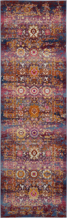Nourison Vintage Kashan VKA03 Burgundy Multicolor 6' Runner Hallway Rug