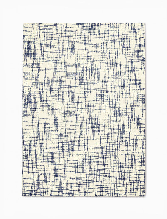 Calvin Klein Tucson CK820 White and Navy Blue 5'x8' Area Rug