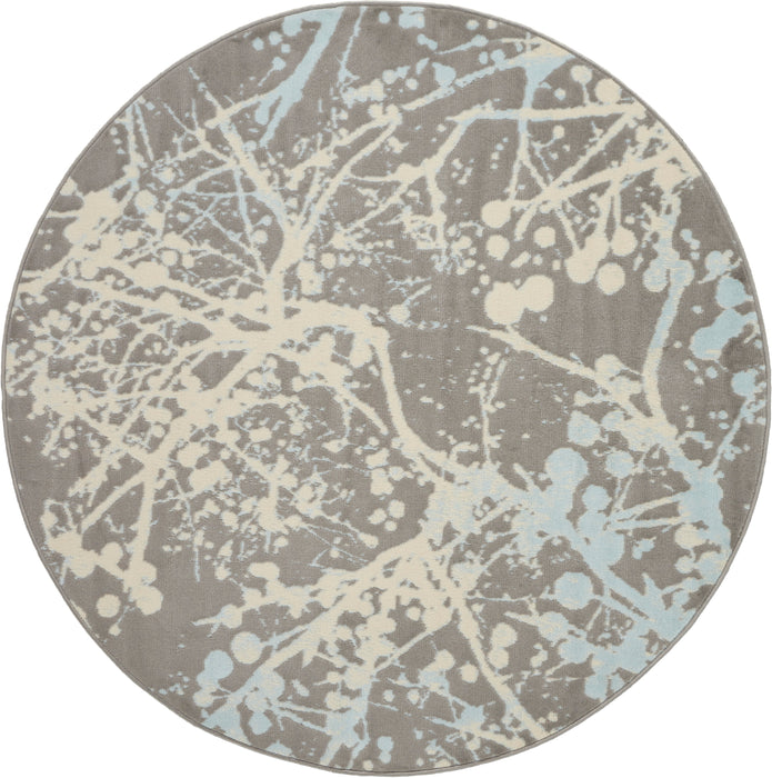Nourison Jubilant JUB12 Grey and Blue 5' Round Contemporary Area Rug