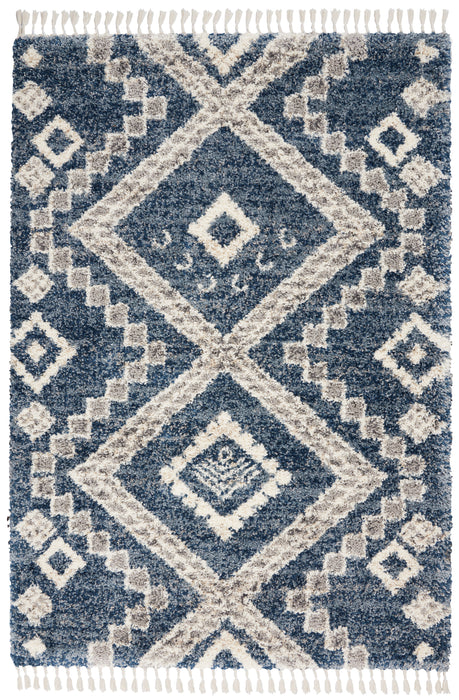Nourison Oslo Shag OSL02 5'x8' Dark Blue and Grey Scandinavian Shag Rug