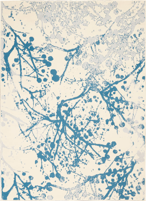 Nourison Jubilant JUB12 White and Blue 6'x9' Contemporary Area Rug
