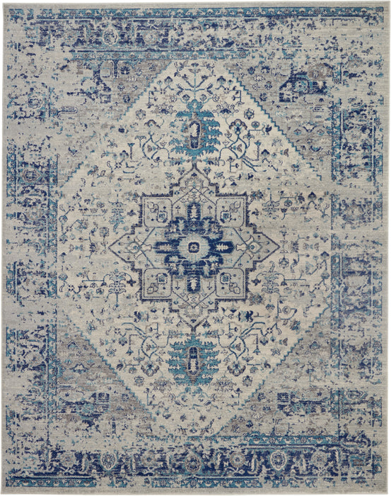 Nourison Tranquil TRA06 Navy Blue and White 9'x12' Oversized Rug