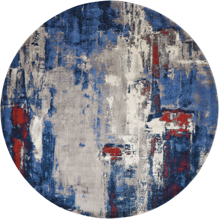 Nourison Twilight TWI20 Grey and Blue 8' Round Large Rug