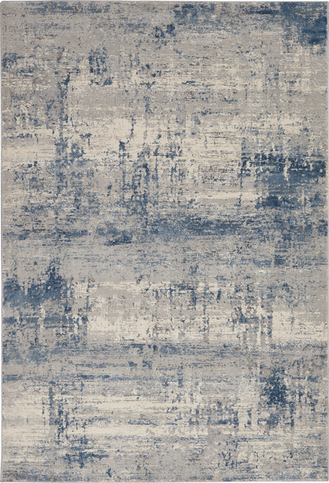 Nourison Rustic Textures RUS10 Blue and Grey 5'x7' Abstract Area Rug