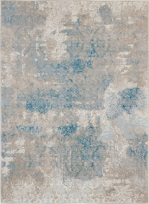 Nourison Karma KRM07 Taupe and Blue 4'x6' Vintage Area Rug