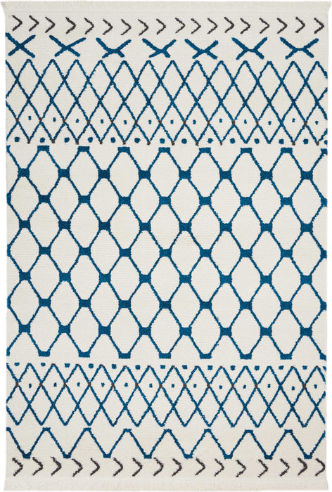 Nourison Kamala DS500 White and Blue 5'x7' Area Rug