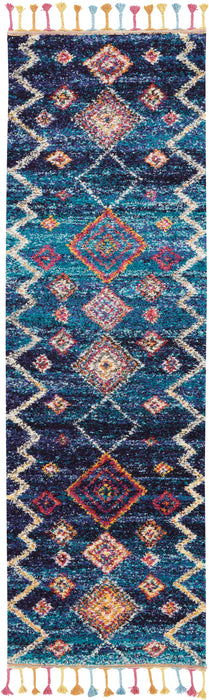 Nourison Nomad NMD05 Dark Blue Multicolor 6' Runner Hallway Rug