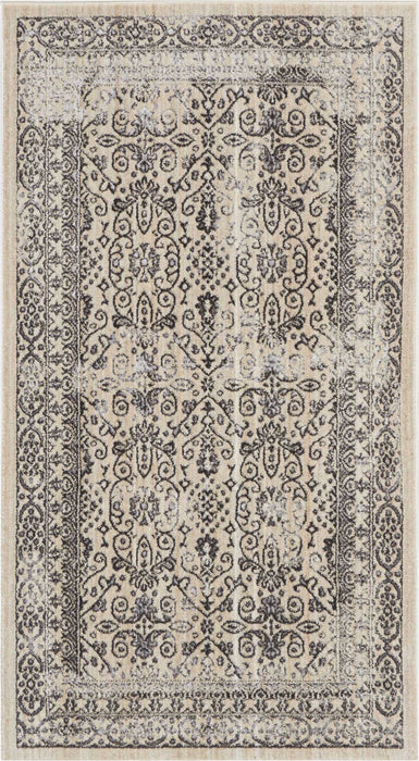 Kathy Ireland Silver Screen 2' X 4' Ivory White Vintage Area Rug