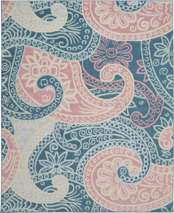 Nourison Jubilant JUB13 Pink and Blue 8'x10' Large Low-pile Rug