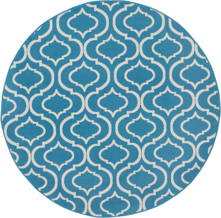 Nourison Jubilant JUB19 Blue 5' Round Moroccan Area Rug
