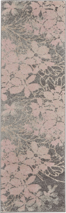 Nourison Tranquil TRA08 Pink and Grey 7' Runner Hallway Rug