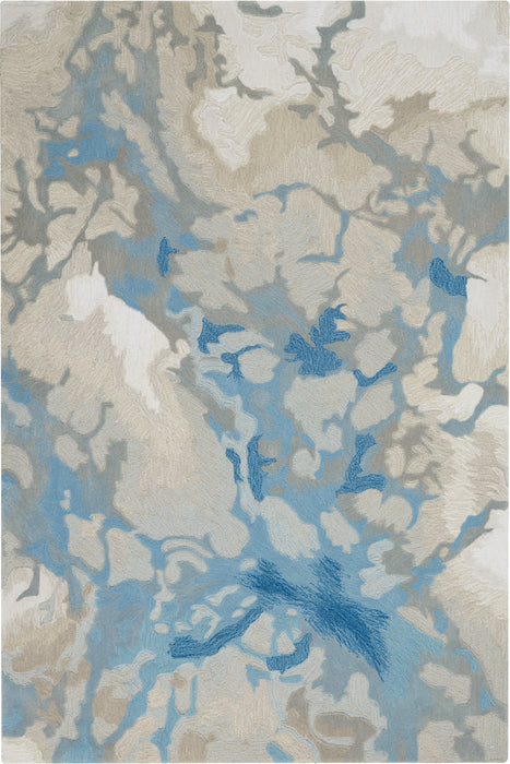Nourison Symmetry SMM07 Beige and Blue 4'x6' Area Rug