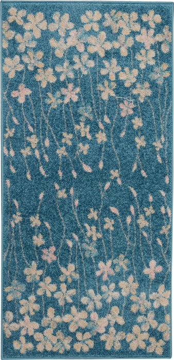 Nourison Tranquil 2'x4' Turquoise Blue Floral Small Rug