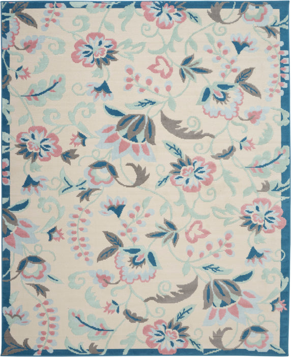 Nourison Jubilant JUB15 White Multicolor 8'x10' Large Low-pile Rug