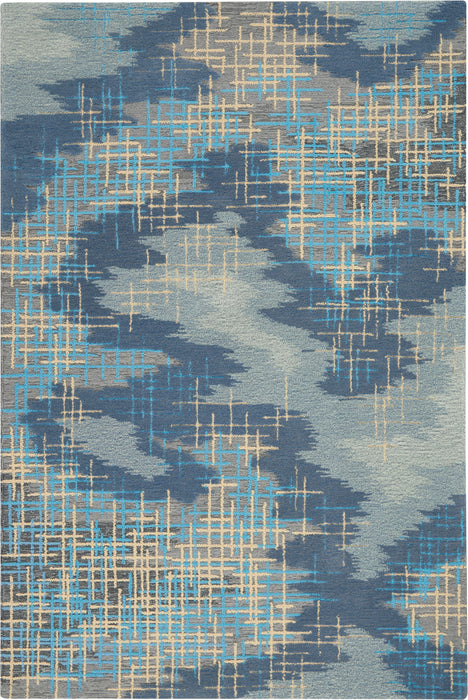 Nourison Symmetry SMM08 Slate Blue and Grey 4'x6' Area Rug