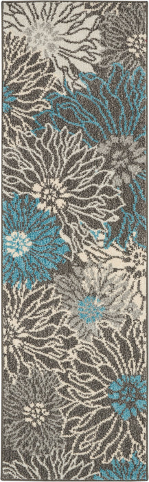 Nourison Passion 6' Runner Charcoal and Blue Area Rug