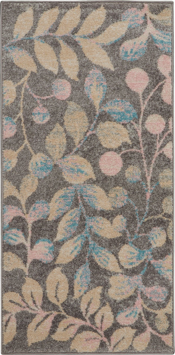 Nourison Tranquil 2'x4' Beige and Grey Botanical Small Rug