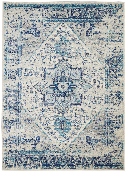 Nourison Tranquil TRA06 Navy Blue and White 6'x9' Persian Area Rug