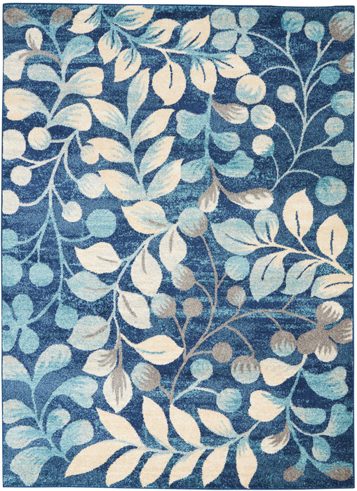 Nourison Tranquil TRA03 Navy Blue 6'x9' Botanical Area Rug