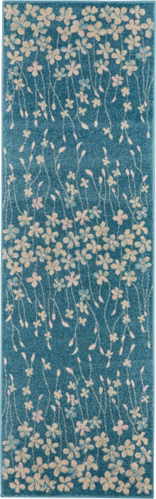 Nourison Tranquil TRA04 Turquoise Blue 7' Runner Hallway Rug