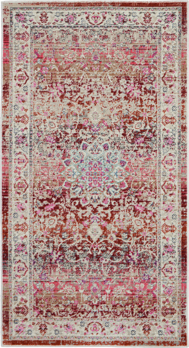 Nourison Vintage Kashan 2' X 4' Burgundy Multicolor Oushak Area Rug