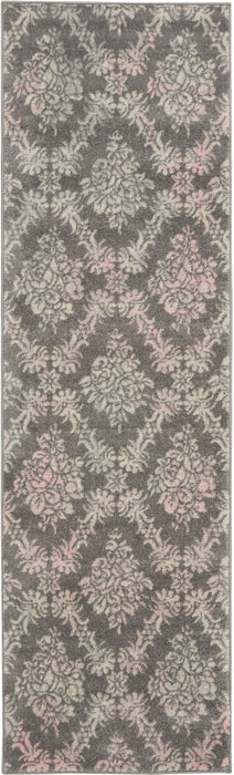 Nourison Tranquil TRA09 Pink and Grey 7' Runner Hallway Rug