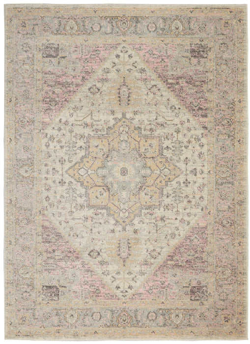Nourison Tranquil TRA06 Pink and Beige 6'x9' Kashan Area Rug