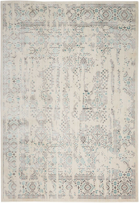 kathy ireland Home Silver Screen KI343 White and Teal Blue 5'x7' Area Rug