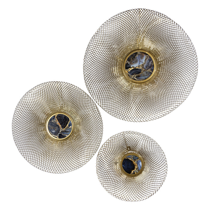 Gold and agate Disk Wall art set of 3