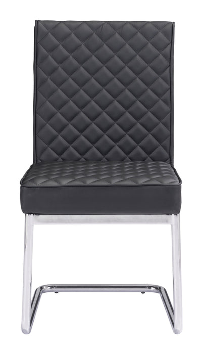 Quilt Armless Dining Chair (Set of 2) Black