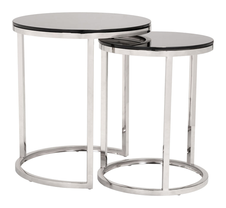 Rem Set of 2 Coffee Tables Black & Stainless Steel